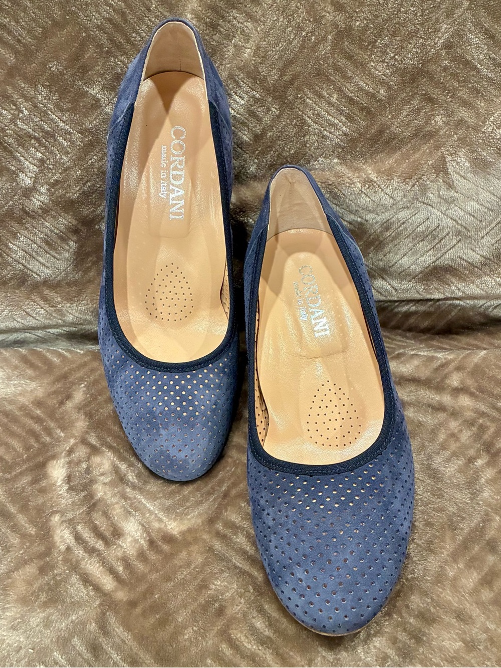 Nevins Perforated Suede Block Heel Pumps
